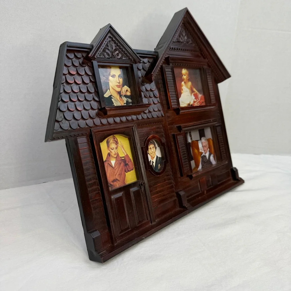 Vintage HL No 102 Victorian House Multi Photo Frame Brown 5 Openings Hong Kong